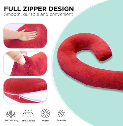 Body Pillow for Adults, Swan Shaped Pillow Insert for Sleeping, Red, 49 In - color: Red