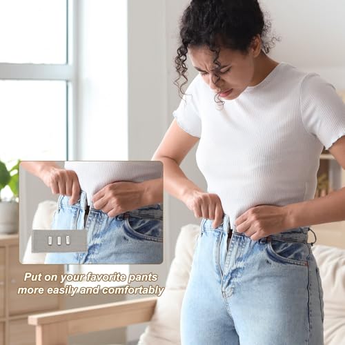 uxcell 4Pcs Hook Extenders for Pants, Adjustable Jeans Extenders for Women Men Pant Trousers Jeans (Gray, 3.2x1.4inch) - color: Gray