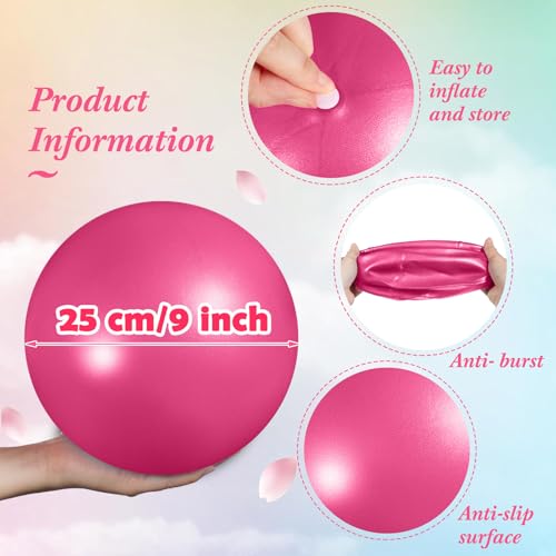 4 Pcs Small Pilates Ball Bulk 9 Inch Mini Yoga Ball - color: Solid Pink