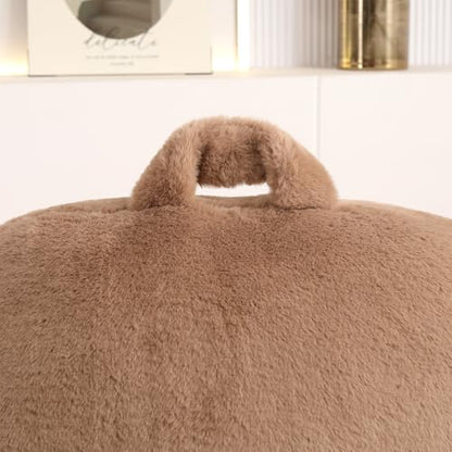 Large Plush Backrest Pillow for Sitting in Bed,Faux Fur,Khaki - color: Khaki, size: Large(19")