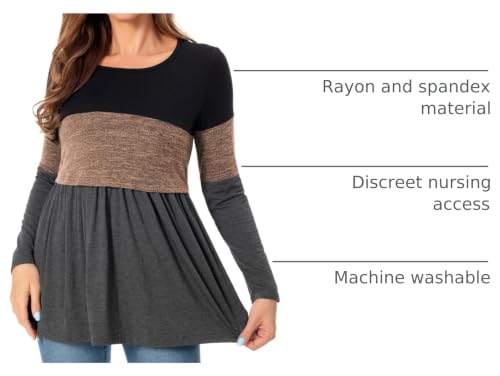 Bearsland Women’s Scoop Neck Nursing Top - color: Brown, size: Large