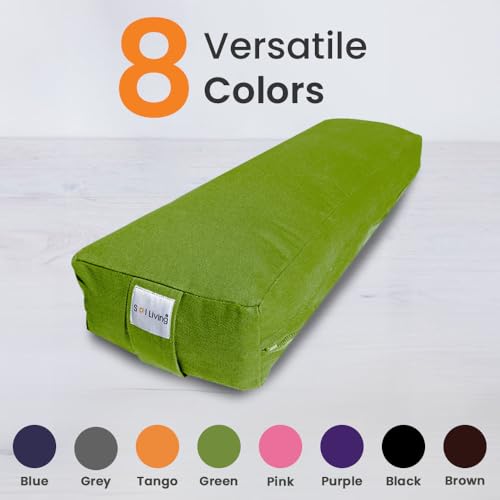 Sol Living Rectangular Yoga Bolster Meditation Pillow, Extra Firm Cotton - color: Green, size: Rectangular 26" x 8" x 5"