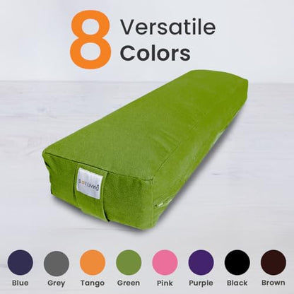 Sol Living Rectangular Yoga Bolster Meditation Pillow, Extra Firm Cotton - color: Green, size: Rectangular 26" x 8" x 5"