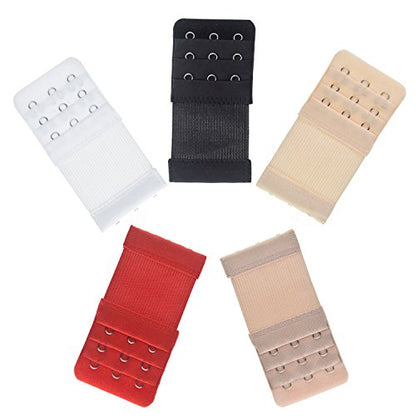 Elastic Back Bra Band Extender 3 X 3 Hook and Eye Tape Stretchy Extension - color: 5pcs/Pack (Hook Center Size 1/2")