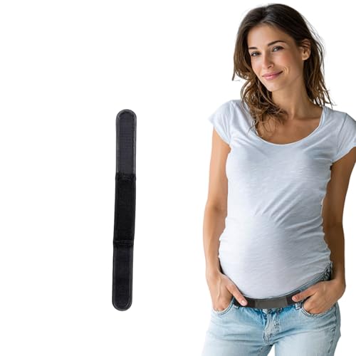 Women's Maternity Belly Band — Adjustable Waistband Extender for Jeans | Stretchy Extender with Hook-and-Loop - color: Black