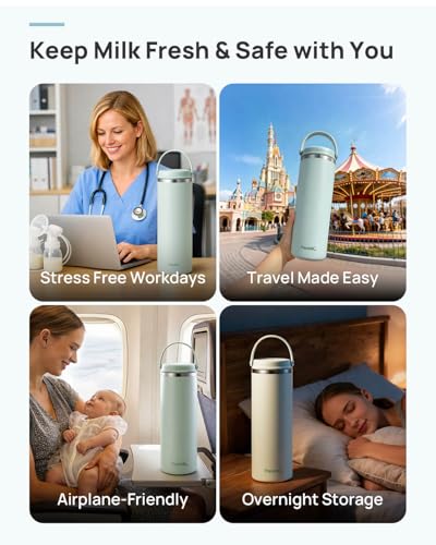 Papablic 360 CapsuleChill Breastmilk Cooler with Stainless Steel Bottles - color: Sakura Pink