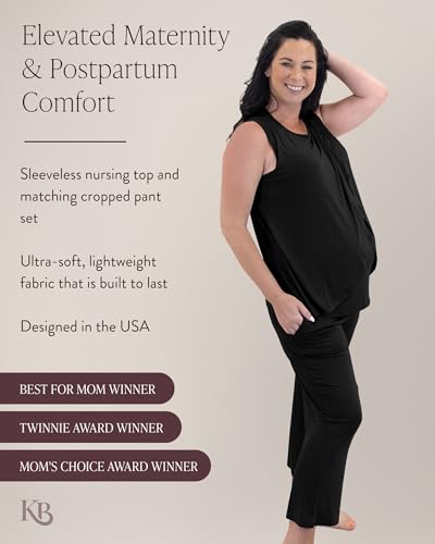Kindred Bravely Tulip Hem Nursing Pajama Set, Maternity Sleepwear - color: Black, size: X-Large