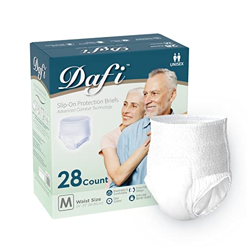 DAFI Adult Incontinence Underwear for Women & Men, M/28 Count Overnight Bladder Control Underwear Disposable Pull Ups, Slip-On Protection Briefs, Maximum Coverage & Absorbency - color: 1 Pack, size: Medium