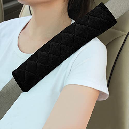 Amooca 2 Pack Seat Belt Covers Soft Shoulder Pad for Cars & Backpack - color: B: Black