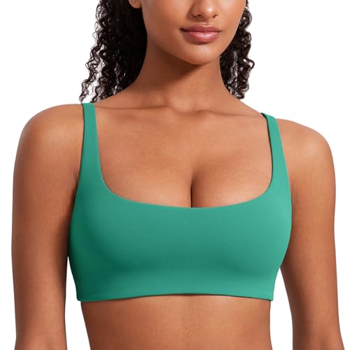 CRZ YOGA Butterluxe Square Neck Sports Bras - color: Cascadia Green, size: Medium