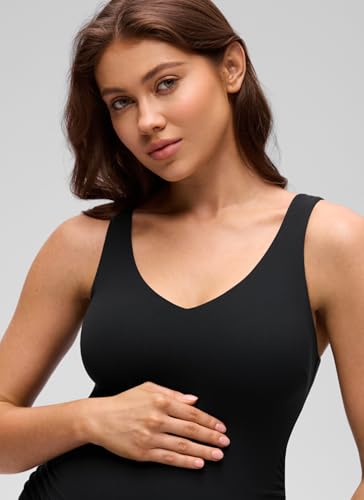 CRZ YOGA Maternity V Neck Mini Dress - color: Black, size: Large
