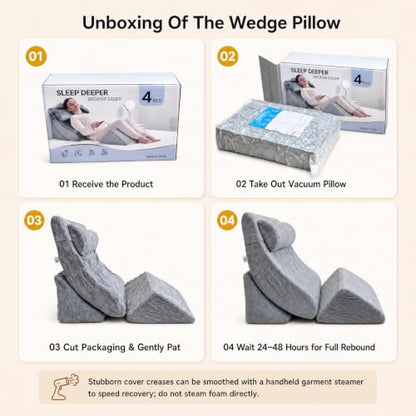 Axelrod 4PCS Orthopedic Bed Wedge Set — 21.8" Wide Foam Wedges, Grey - color: Grey-4pcs, size: 4 Pieces