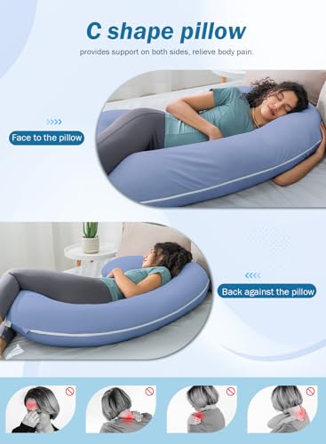 INSEN Cooling Pregnancy Pillow, Maternity Pillow for Pregnant Women, Bright Blue - color: Bright Blue