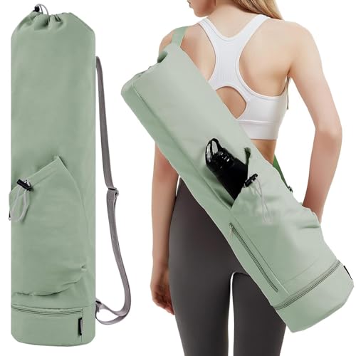 PUXING Yoga Mat Bag w/Water Bottle Pocket & Wet Pocket for Women - color: Green