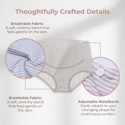 Maternity Cotton Underwear High Waist Adjustable Pregnancy Seamless Soft Hipster Panties Over Bump 4-Pack - color: Classic Stripes(4 Pack), size: Large