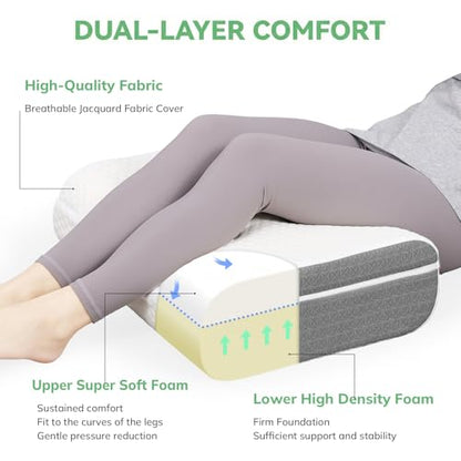 baibu Dual-Layer Leg Elevation Pillow for Legs and Knee Support, Feet Elevation Pillow for Sleeping, Blood Circulation & Swelling Relief, White
