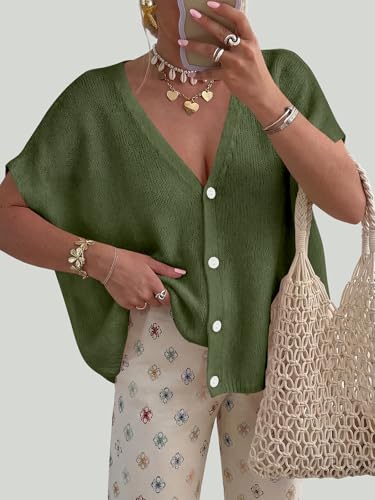 PRETTYGARDEN Womens 2026 Summer Oversized Cardigans Sweaters - color: Army Green, size: X-Large