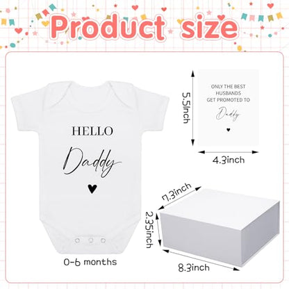 Shyyween 4 Pcs Pregnancy Reveal Set, Hello Daddy Bodysuit Daddy - style: Daddy