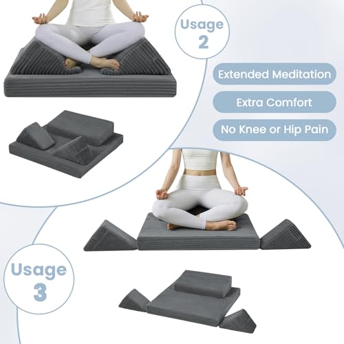Meditation Cushion, Meditation Pillow with Knee Support, Dark Grey - color: Dark Grey, size: 24X24X2 Inch
