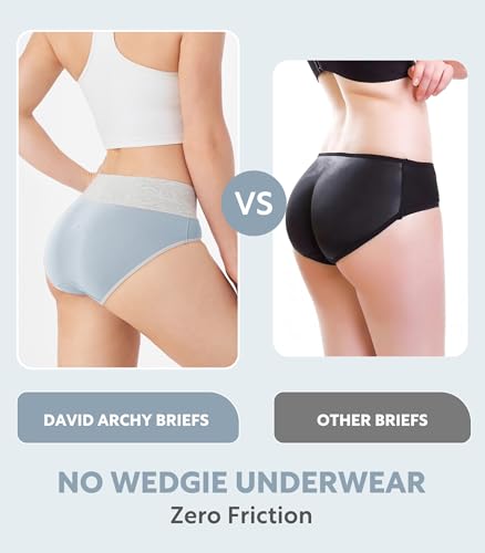 DAVID ARCHY Women's Bamboo Rayon Briefs, High-Waisted Underwear, 4/6 Pack - color: A-blue Gray + Sky Blue + Light Purple + Purple Gray, size: XX-Large
