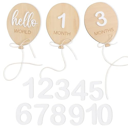 Balloon First Year Milestone Wooden Board-Newborn Monthly Announcement