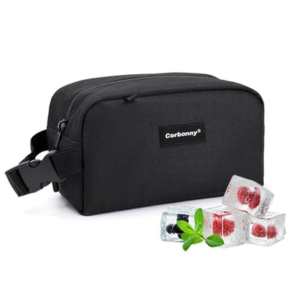 Cerbonny Small Cooler Bag,Freezable Lunch Bag,Built-In Ice Pack,L Size - color: Black-B