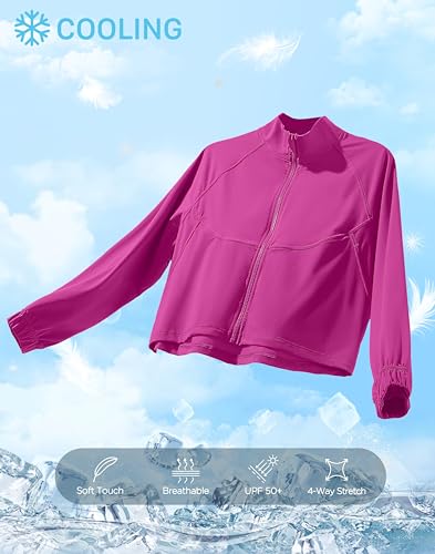 Soothfeel Women's Athletic Lightweight Jacket UPF 50+ Sun Protection Shirts - color: Sizzling Pink, size: Medium
