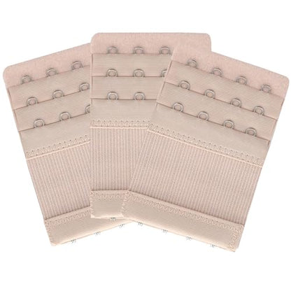 SAMGU Bra Extenders 4 Hooks Women's Soft Stretchy Bra Extension Strap, 3 Pieces - color: Beige, 4 Hook Bra Extender 1/2 Inch