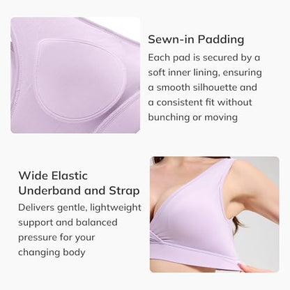netdraw Padded Bamboo Viscose Nursing Sleep Bra - color: Lavender, size: XX-Large
