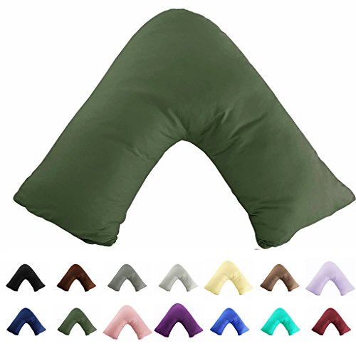 TAOSON Olive Green 100% Cotton 300 Thread Count V Shaped Pillow Case - color: Olive