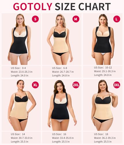 Gotoly Women's Waist Cincher Tummy Control Shapewear Compression Vest - color: Black, size: Medium