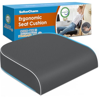Seat Cushion, Memory Foam Office Chair Cushion, Gray, Large - color: Gray, size: Large