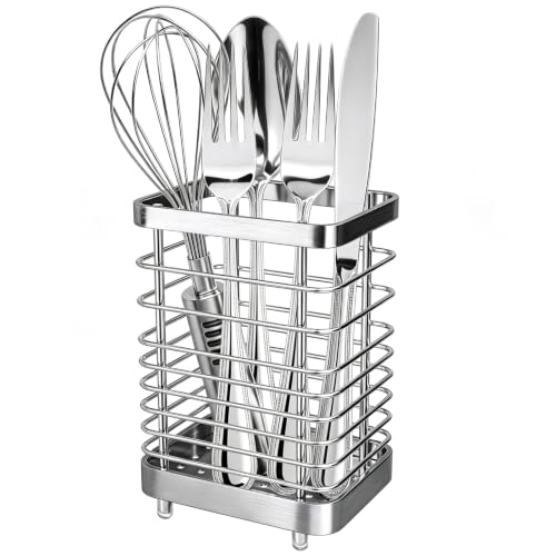 Utensil Holder, Stainless Steel Utensil Drying Rack for Kitchen Counter - color: Large, Silver