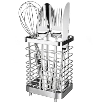 Utensil Holder, Stainless Steel Utensil Drying Rack for Kitchen Counter - color: Large, Silver
