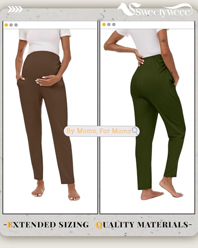 3 Pack Women's Maternity Pants, 3-Color, Large