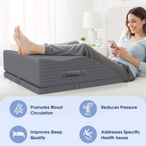 Elevation Pillows for Leg After Surgery, Adjustable Wedge Pillow, Grey - color: Grey