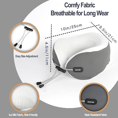 Travel Neck Pillow, Memory Foam Airplane Pillow for Long Flights - color: Grey