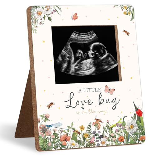 Love Bug Baby Shower Decoration Frame, A Little Love Bug Is On The Way Baby Shower Decorations, New Mom Expecting Parents-to-Be Keepsake Gifts, Pregnancy Milestone Keepsake, Gender Reveal Gifts - color: Beige2