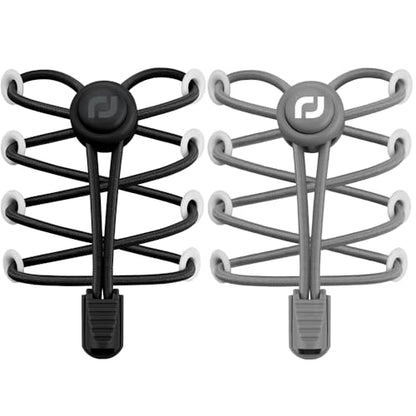 RJ-Sport 2 Pack Elastic No Tie Shoe Laces for Kids & Adults - color: 03 Black & Dark Grey