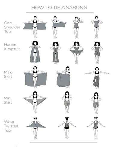 Ekouaer Women Sarong Swimsuit Beach Chiffon Bikini Wraps Sheer Coverups - color: 1-white