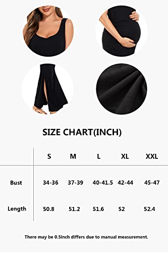 Smallshow Women's Split Long Maternity Dress - color: Deep Green, size: X-Large