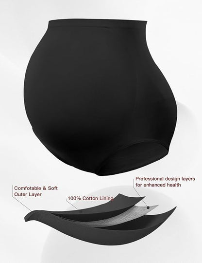 HOFISH Seamless Over-Bump Maternity Underwear, High-Waisted Panties - color: 2pack:black/Pink, size: XX-Large