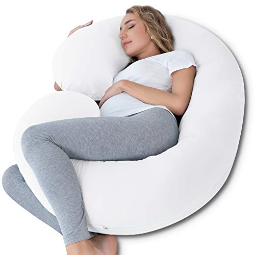 INSEN Pregnancy Body Pillow,Full Body Pillow,C Shaped Full Body Pillow with Removable White Cotton Cover