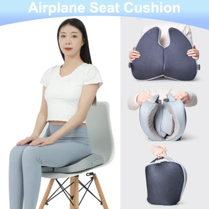 Travel Seat Cushion For Airplane, Small Foldable Hemorrhoid Pillow - color: Dark Gray