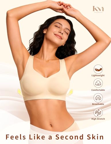 Wireless Pullover Sleep Bras for Women Seamless No Underwire T Shirt Bra - color: Nude, size: Small