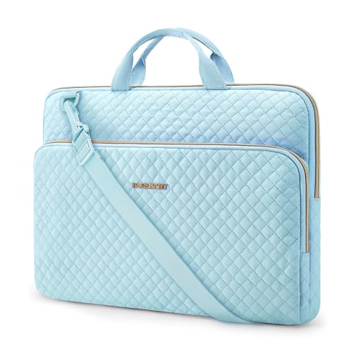 BAGSMART Laptop Sleeve Case with Handle Protective Water-Resistant - color: Blue-Shoulder Strap, size: 15.6 Inch