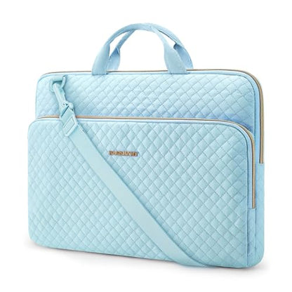 BAGSMART Laptop Sleeve Case with Handle Protective Water-Resistant - color: Blue-Shoulder Strap, size: 15.6 Inch