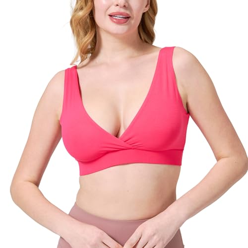 netdraw Buttery Soft Bamboo Viscose Nursing Seamless Sleep Bra - color: Rose, size: Large