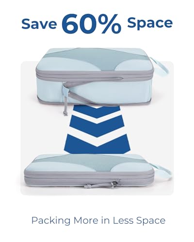 Bagsmart Compression Packing Cubes, Travel Bag Cruise Ship Essentials - color: 01-Light Blue, size: 6 Set