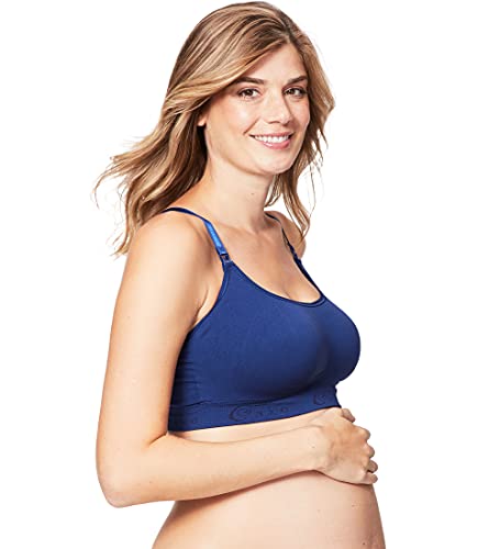 Cake Maternity Cotton Candy Wirefree Nursing Bra for Breastfeeding, Seamless Maternity Sleep Bra - color: Navy Blue, size: Small